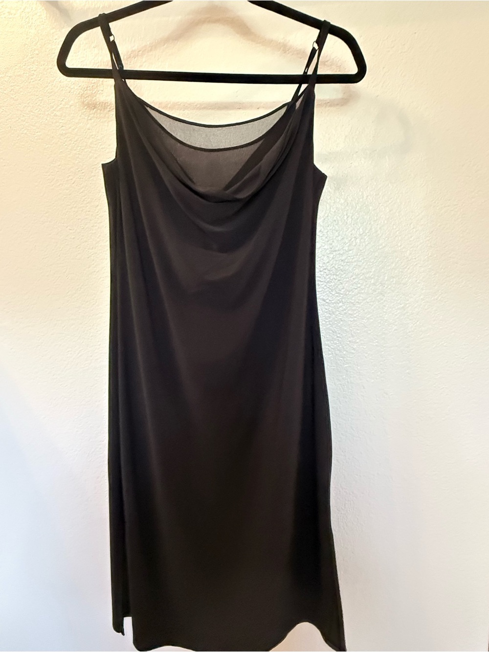 White House Black Market Black Draped Cowl Midi Slip Dress